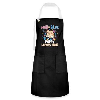 Pink or Blue Pappy Loves You Best Dad Ever - Artisan Apron - black/white - Front - Zoe (177cm)
