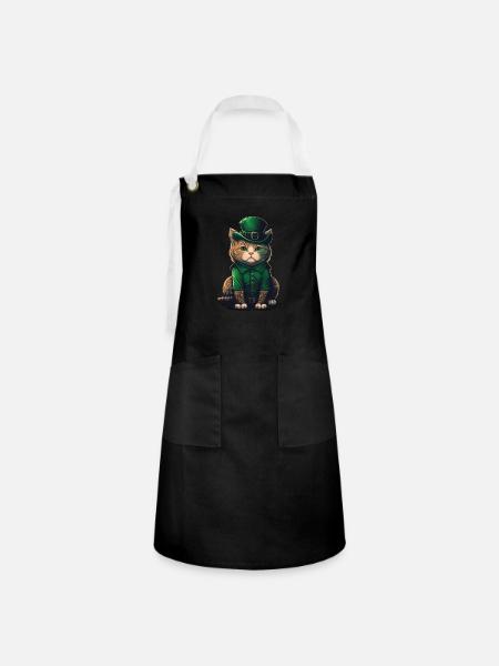 St. Patty Cat - Kontrastschürze - Schwarz/Weiß