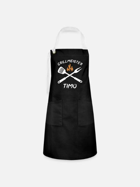 Grillmeister Timo - Kontrastschürze - Schwarz/Weiß