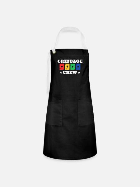 Cribbage Crew Shirt Geschenk - Kontrastschürze - Schwarz/Weiß