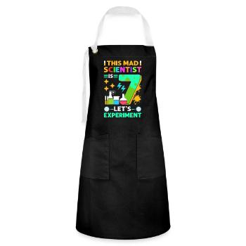 This mad scientist is 7 years old. - Artisan Apron - black/white - Front - Zoe (177cm)