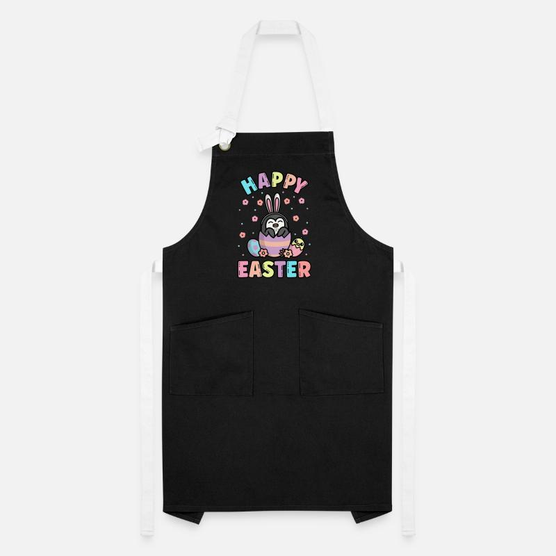 Happy Easter Penguin With Rabbit Ears Spring Artisan Apron