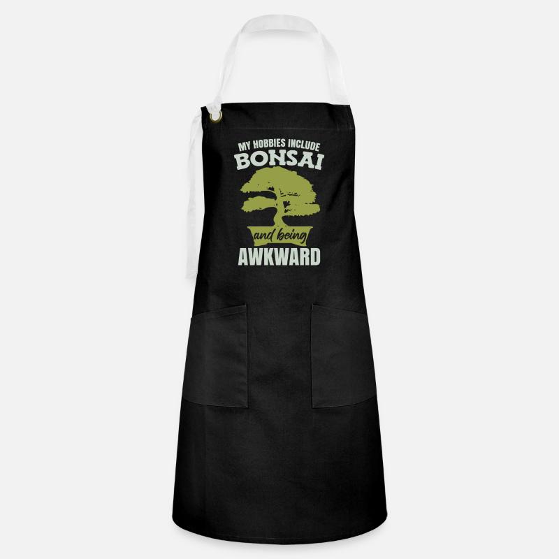 Funny Juniper Bonsai Tree - Artisan Apron - black/white