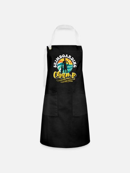 Skimboarding Champ Shirt Geschenk - Kontrastschürze - Schwarz/Weiß