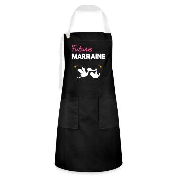 cadeau naissance grossesse Future marraine - Tablier contrasté - noir/blanc - Devant - Zoe (177cm)