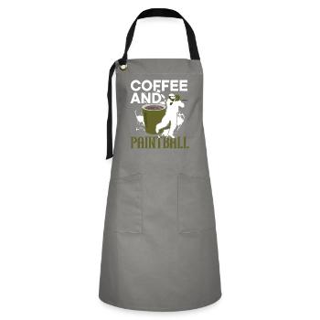 Kaffeetrinker Paintballspieler Paintballer - Kontrastschürze - Grau/Schwarz - Vorne - Zoe (177cm)