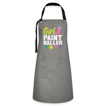 Mädchen Paintballer Paintballspieler Paintballer - Kontrastschürze - Grau/Schwarz - Vorne - Zoe (177cm)