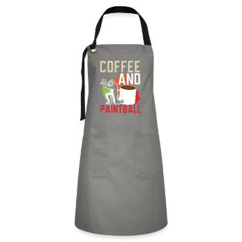 Kaffeetrinker Paintballspieler Paintballer - Kontrastschürze - Grau/Schwarz - Vorne - Zoe (177cm)