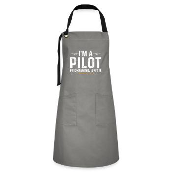 Funny Aviator saying - Kontrastschürze - Grau/Schwarz - Vorne - Zoe (177cm)