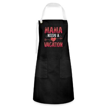 Maman a besoin de vacances - Tablier contrasté - noir/blanc - Devant - Zoe (177cm)