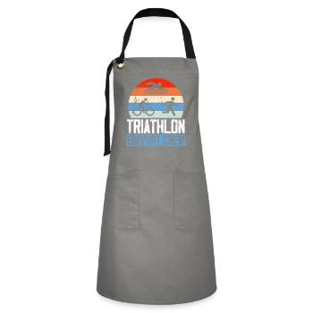 Triathlon Athlet Triathlet Schwimmen Radfahren Laufen - Kontrastschürze - Grau/Schwarz - Vorne - Zoe (177cm)
