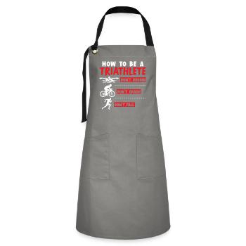 Triathlon Athlet Triathlet Schwimmen Radfahren Laufen - Kontrastschürze - Grau/Schwarz - Vorne - Zoe (177cm)