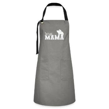 Mama sauvage Ours animal forestier - Tablier contrasté - gris/noir - Devant - Zoe (177cm)