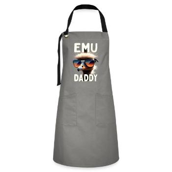 Emu Daddy Vogel Strauß Laufvogel Dad Vatertag Emu - Kontrastschürze - Grau/Schwarz - Vorne - Zoe (177cm)