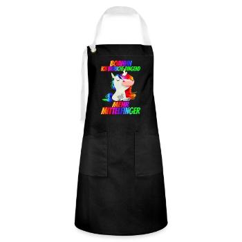 Ich brauche dringend mehr Mittelfinger Regenbogen - Kontrastschürze - Schwarz/Weiß - Vorne - Zoe (177cm)