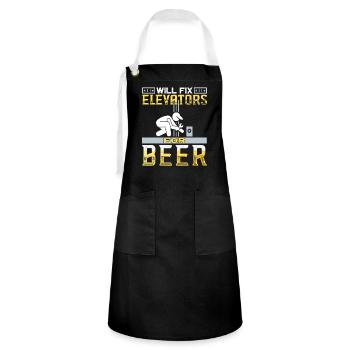Elevator Inspector - Elevator Mechanic - Artisan Apron - black/white - Front - Zoe (177cm)