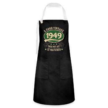 74th Birthday 1949 74 Good Vintage - Artisan Apron - black/white - Front - Zoe (177cm)