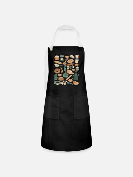Backen & Bäckerei Doodles - Kontrastschürze - Schwarz/Weiß