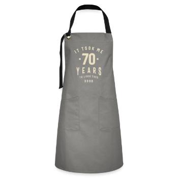 70 Years of Timeless Style - 70th Birthday - Artisan Apron - grey/black - Front - Zoe (177cm)