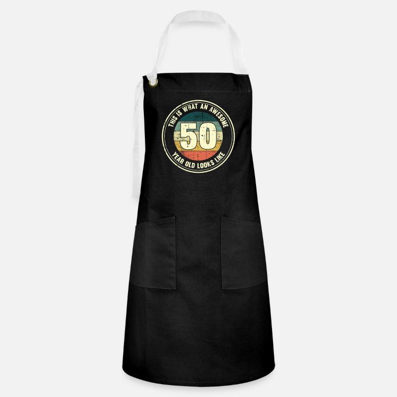 50. Geburtstag so sieht man mit 50 Retro Geschenk - Kontrastschürze - Schwarz/Weiß