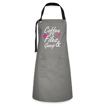 Kaffee, Akten Und Klatsch - HR -Offizier - Kontrastschürze - Grau/Schwarz - Vorne - Zoe (177cm)