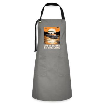 Life Is Better At The Lake Motorboat Owner - Artisan Apron - grey/black - Front - Zoe (177cm)