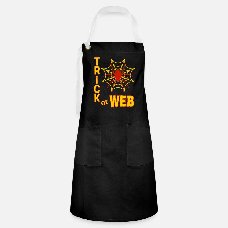 "Trick or Web", candy hunt for Halloween - Artisan Apron - black/white