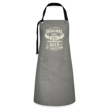 12 years of happiness: 2011 Birthday - Artisan Apron - grey/black - Front - Zoe (177cm)
