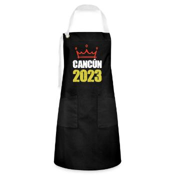 Cancun 2023 - Kontrastschürze - Schwarz/Weiß - Vorne - Zoe (177cm)
