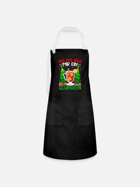 Glühwein Weihnachtsfeier Geschenkidee - Kontrastschürze - Schwarz/Weiß