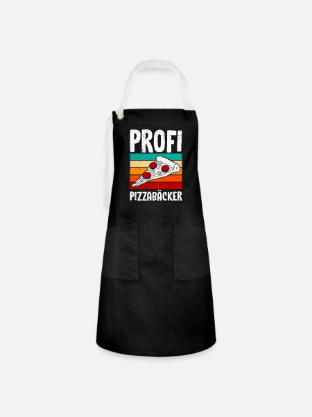 Pizzabacken Profi Pizzabäcker Pizzablech - Kontrastschürze - Schwarz/Weiß