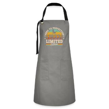 1933 Vintage Birthday - Artisan Apron - grey/black - Front - Zoe (177cm)