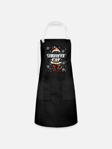 Weihnachtsoutfit Standhafter Elf - Kontrastschürze - Schwarz/Weiß