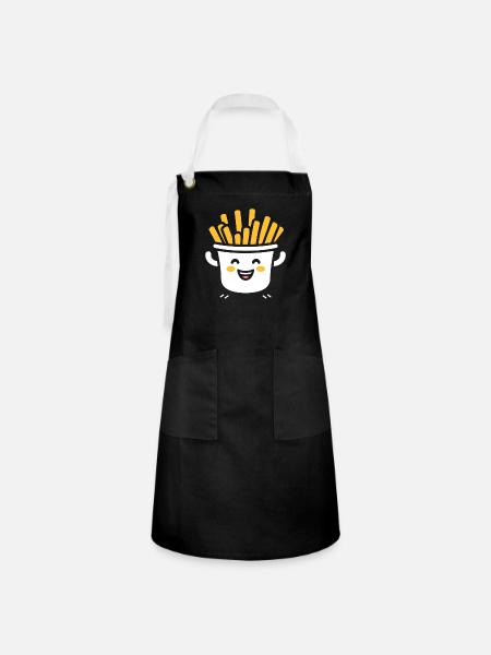 Pommes frites - Kontrastschürze - Schwarz/Weiß