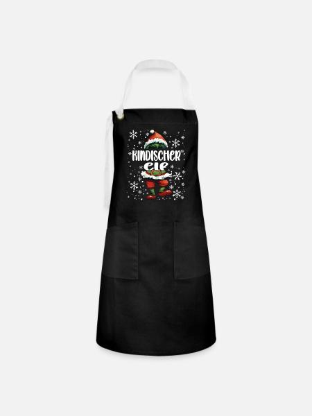 Weihnachtsoutfit Kindischer Elf - Kontrastschürze - Schwarz/Weiß