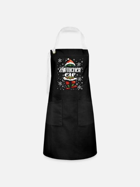 Weihnachtsoutfit Zärtlicher Elf - Kontrastschürze - Schwarz/Weiß