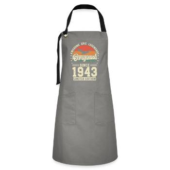 1943: Zeitlos Legendär - Kontrastschürze - Grau/Schwarz - Vorne - Zoe (177cm)