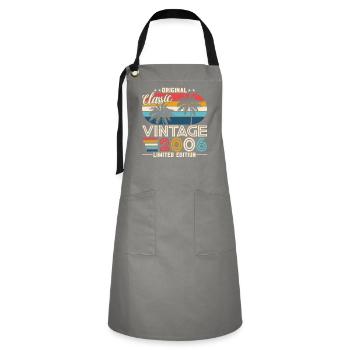 Iconic 2006 Birthday Shirt - Artisan Apron - grey/black - Front - Zoe (177cm)