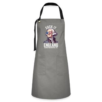 Suck It England Funny 4th Of July George - Artisan Apron - grey/black - Front - Zoe (177cm)