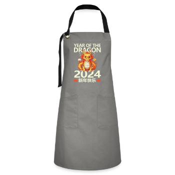 Year Of The Dragon Happy Chinese New Year 2024 - Artisan Apron - grey/black - Front - Zoe (177cm)