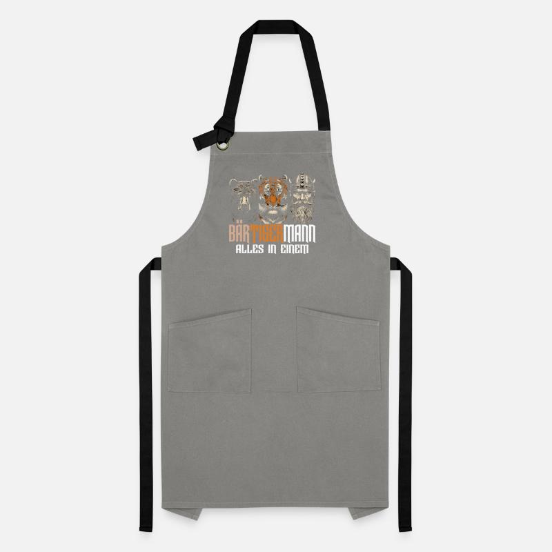 Bärtigermann Bär Tiger Mann Geschenk Bart Sprüche Kontrastschürze