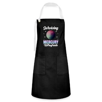 Retrograde planets Mercury retrograde - Artisan Apron - black/white - Front - Zoe (177cm)