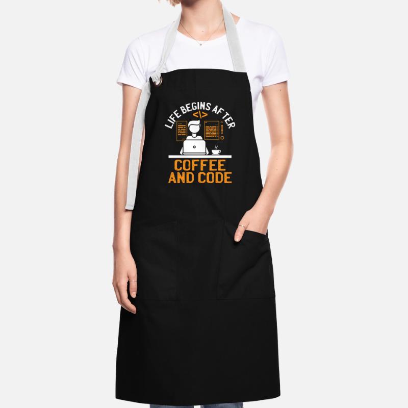 Café Codage Programmeur Codeur Développeur Nerd Coff Tablier contrasté