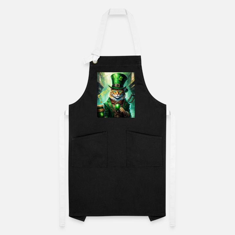 FÊTE DE LA SAINT-PATRICK CHAT BIÈRE TRÈFLE TRÈFLE Tablier contrasté