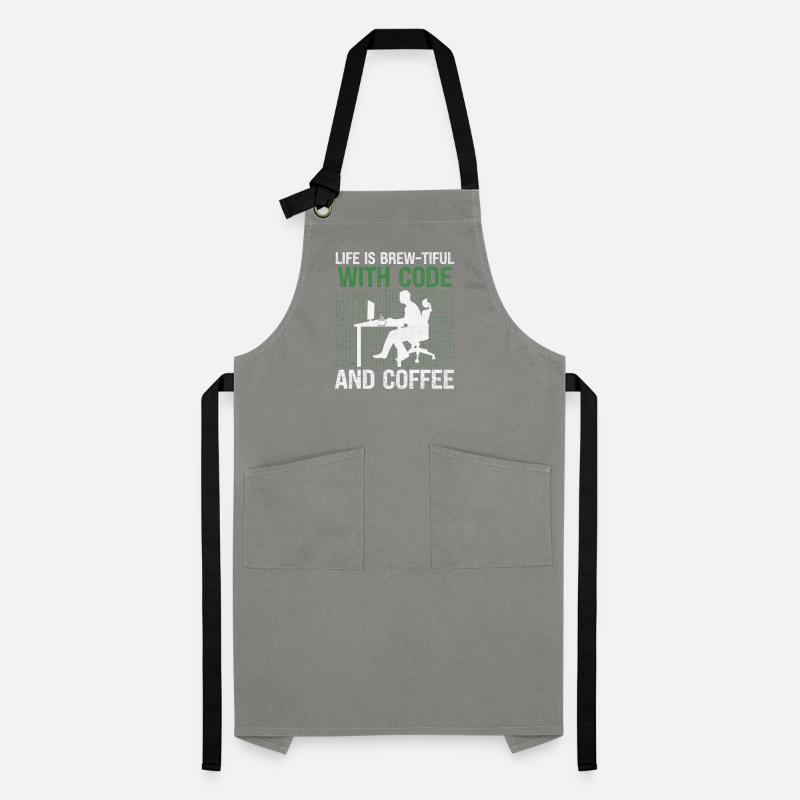 Café Codage Programmeur Codeur Développeur Nerd Coff Tablier contrasté