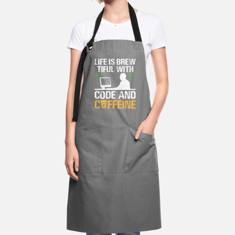 Café Codage Programmeur Codeur Développeur Nerd Coff Tablier contrasté