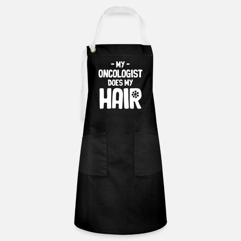 Mon oncologue se moque de mes cheveux - Tablier contrasté - noir/blanc