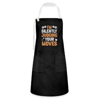 Board Game Funny Backgammon - Artisan Apron - black/white - Front - Zoe (177cm)