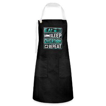 Teal Ribbon PTSD Stress Anxiety Disorder - Artisan Apron - black/white - Front - Zoe (177cm)