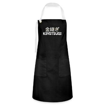 Kintsugi Kintsukuroi Japon imparfait - Tablier contrasté - noir/blanc - Devant - Zoe (177cm)
